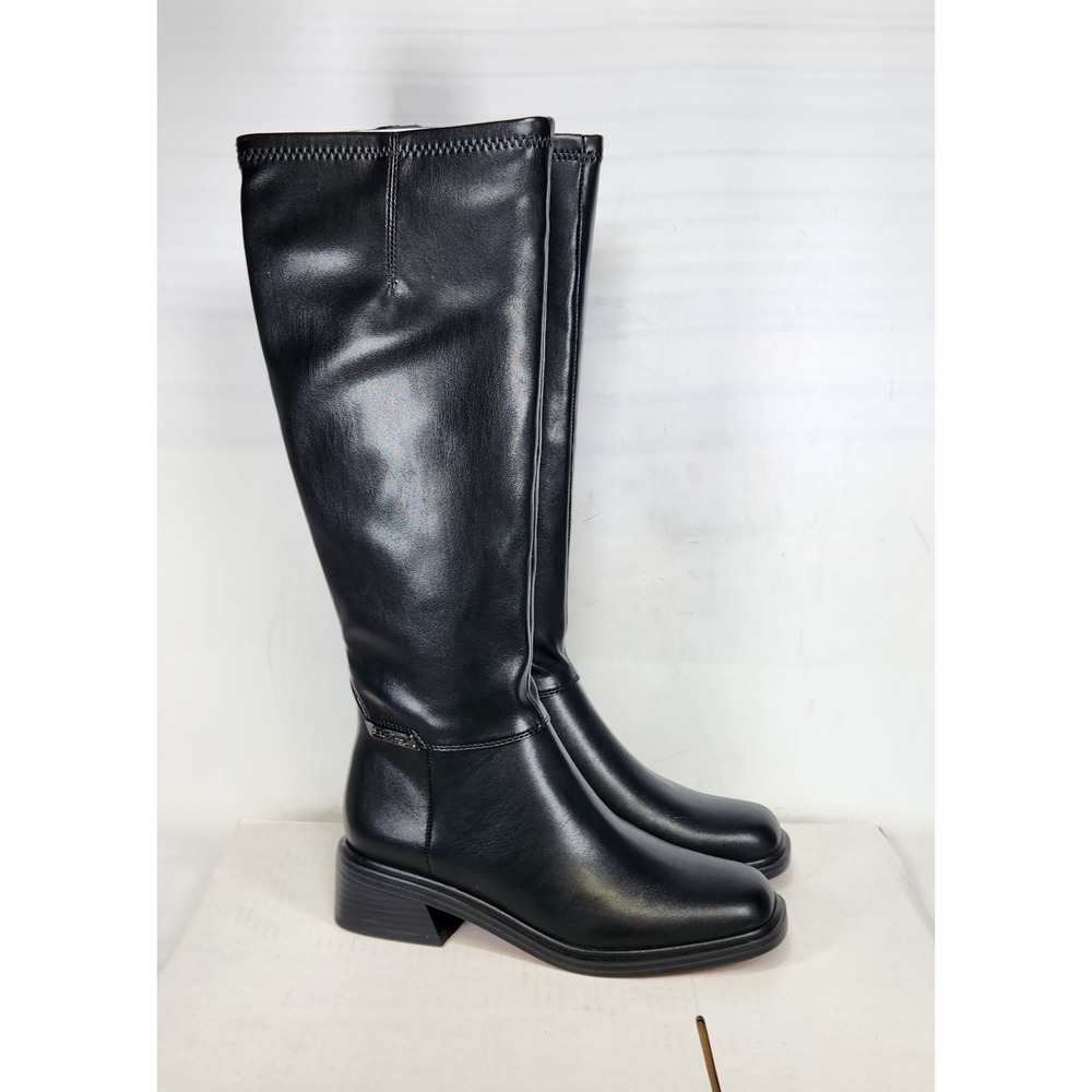 Franco Sarto Geralyn Boots Women Size 7.5 Black Square Toe Block Heel Tall Boot